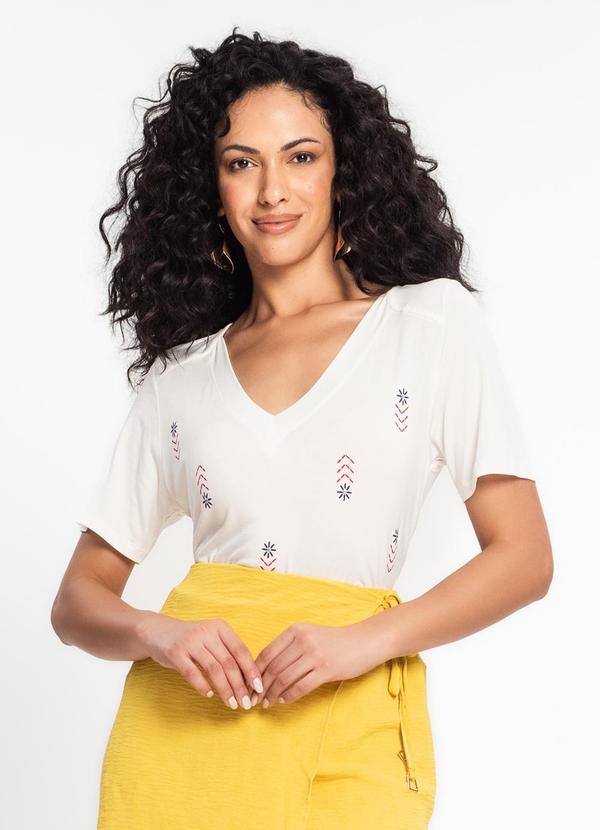 Rovitex - Blusa Feminina Decote V Bege