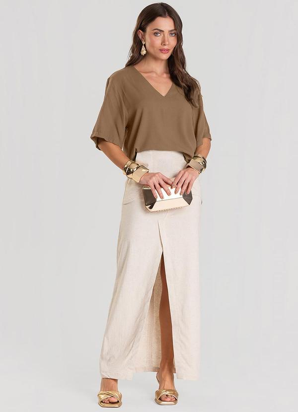 Dianna - Blusa Feminina Decote V Marrom 3