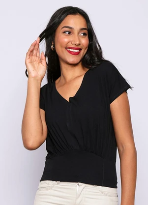 Torra - Blusa Feminina Decote V Preta - TORRA