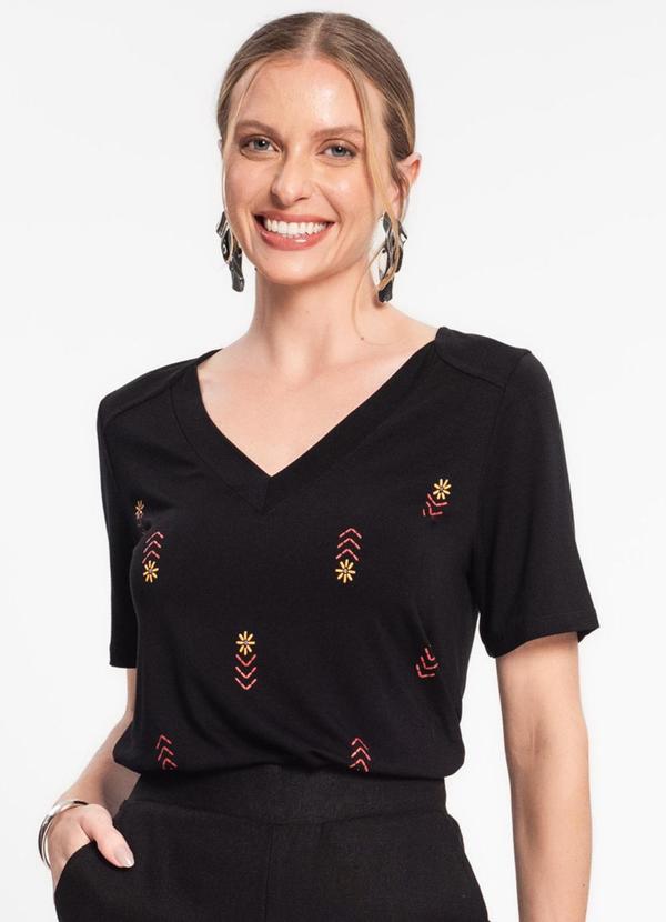 Rovitex - Blusa Feminina Decote V Preto