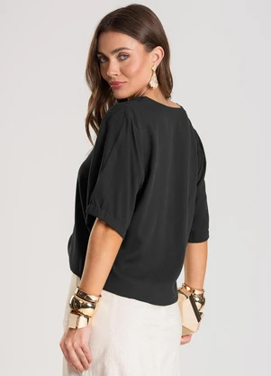 Dianna - Blusa Feminina Decote V Preto - DIANNA