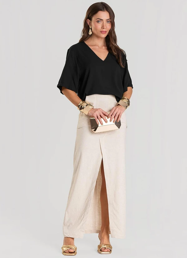 Dianna - Blusa Feminina Decote V Preto 3