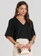Dianna - Blusa Feminina Decote V Marrom - variação: Preto