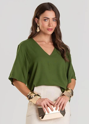 Dianna - Blusa Feminina Decote V Verde - DIANNA