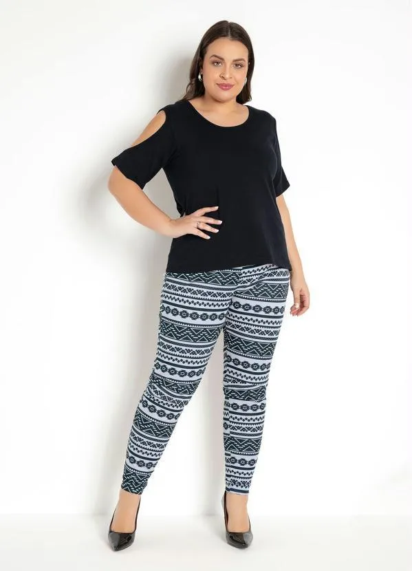 Moda Pop - Blusa Feminina Detalhe com Recorte Preta 10