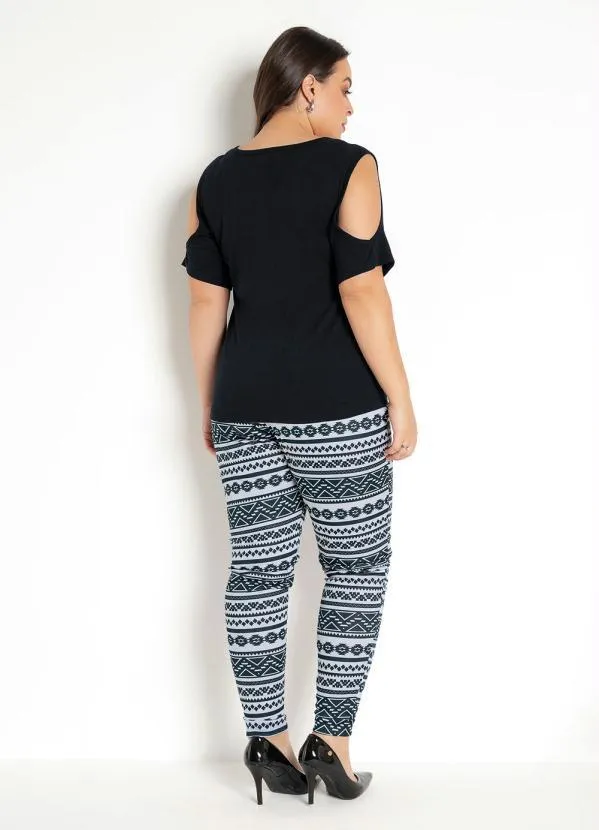 Moda Pop - Blusa Feminina Detalhe com Recorte Preta 11