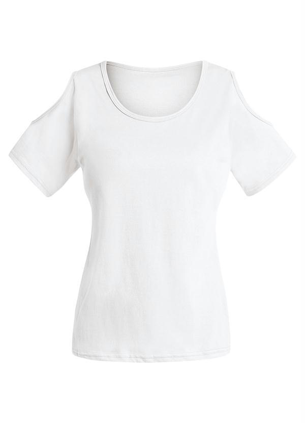 Outlet - Blusa Feminina Detalhe com Recortes Branca 5