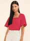 Marialícia - Blusa Feminina Devorê Manga Ampla Vermelho - variação: Vermelho