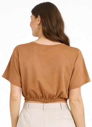 Infinita Cor - Blusa Feminina Elástico na Cintura Bege - INFINITA COR