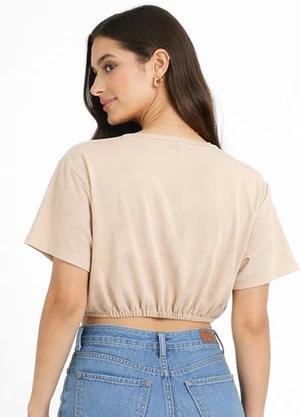 Infinita Cor - Blusa Feminina Elástico na Cintura Marrom - INFINITA COR