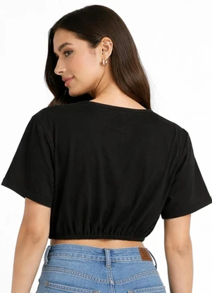 Infinita Cor - Blusa Feminina Elástico na Cintura Preto - INFINITA COR
