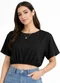 Infinita Cor - Blusa Feminina Elástico na Cintura Marrom - variação: Preto