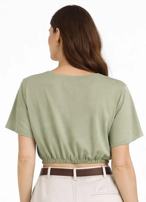 Infinita Cor - Blusa Feminina Elástico na Cintura Verde - INFINITA COR