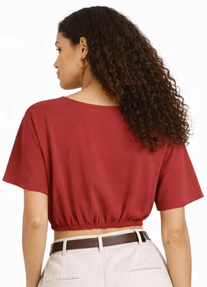 Infinita Cor - Blusa Feminina Elástico na Cintura Vermelho - INFINITA COR