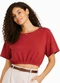 Infinita Cor - Blusa Feminina Elástico na Cintura Marrom - variação: Vermelho