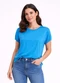 Infinita Cor - Blusa Feminina Elástico nas Mangas Vermelho - variação: Azul