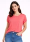 Infinita Cor - Blusa Feminina Elástico nas Mangas Vermelho - variação: Rosa