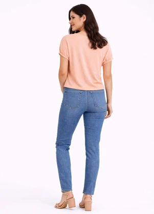 Infinita Cor - Blusa Feminina Elástico nas Mangas Rosa - INFINITA COR