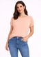 Infinita Cor - Blusa Feminina Elástico nas Mangas Marrom - variação: Rosa