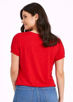 Infinita Cor - Blusa Feminina Elástico nas Mangas Vermelho - INFINITA COR