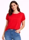 Infinita Cor - Blusa Feminina Elástico nas Mangas Marrom - variação: Vermelho