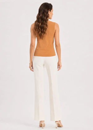 Infinita Cor - Blusa Feminina em Algodão Decote Quadrado Marrom - INFINITA COR