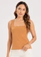 Infinita Cor - Blusa Feminina em Algodão Decote Quadrado Marrom - variação: Marrom