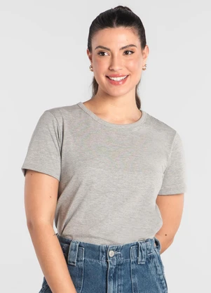 Just Basic - Blusa Feminina em Algodão Cinza - JUST BASIC