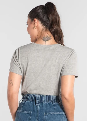 Just Basic - Blusa Feminina em Algodão Cinza - JUST BASIC
