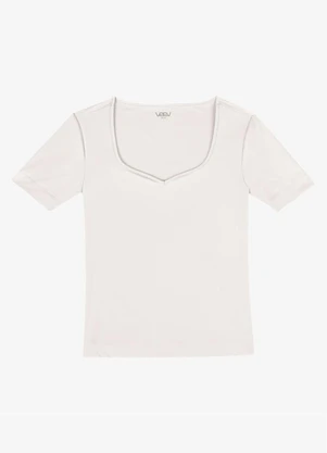 Veev - Blusa Feminina em Canelado de Poliamida Bege - VEEV