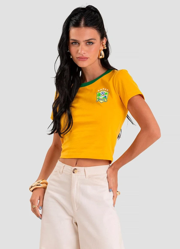 Dianna - Blusa Feminina em Cotton Leve Brasil Amarelo 4