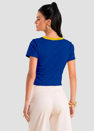 Dianna - Blusa Feminina em Cotton Leve Brasil Azul - DIANNA