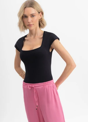 Essendi - Blusa Feminina em Cotton Preto - ESSENDI