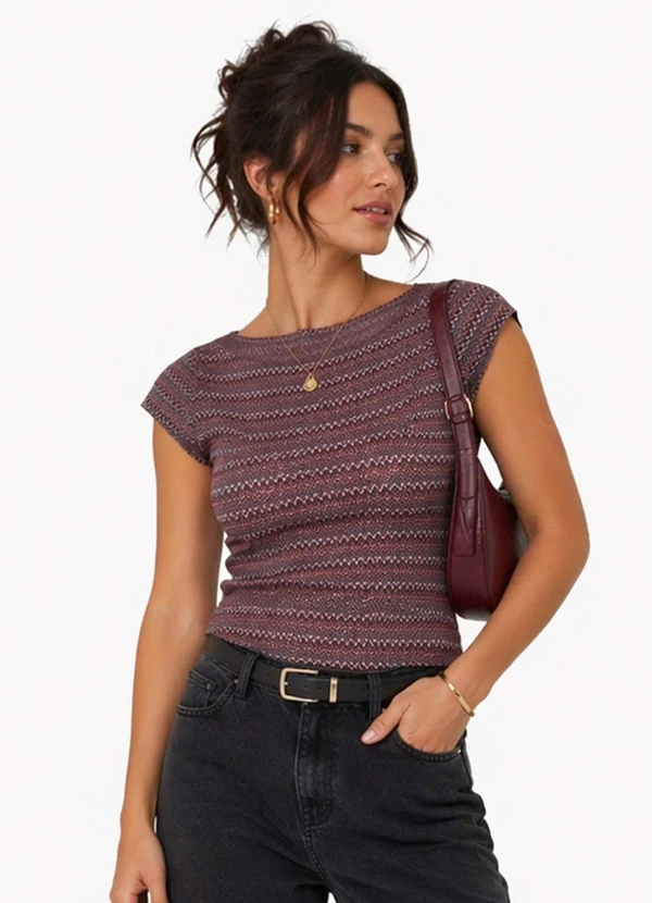 Infinita Cor - Blusa Feminina em Jacquard Marino Laranja