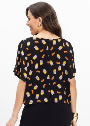 Infinita Cor - Blusa Feminina em Liganete Preto - INFINITA COR