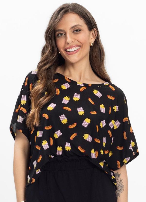 Infinita Cor - Blusa Feminina em Liganete Preto