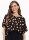 Infinita Cor - Blusa Feminina em Liganete Floral Verde - variação: Preto