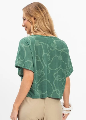 Infinita Cor - Blusa Feminina em Liganete Caju Verde - INFINITA COR