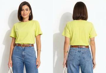 Blusa Feminina em Malha 100% Algod�o com Decote Redondo Lima