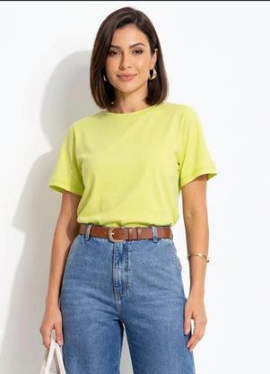 Blusa Feminina em Malha 100% Algod�o com Decote Redondo Lima