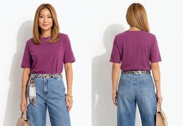Blusa Feminina em Malha 100% Algod�o com Modelagem Soltinha Roxa