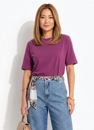 Blusa Feminina em Malha 100% Algod�o com Modelagem Soltinha Roxa