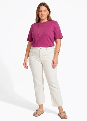 Quintess - Blusa Feminina em Malha 100% Algodão com Modelagem Soltinha Roxa - QUINTESS