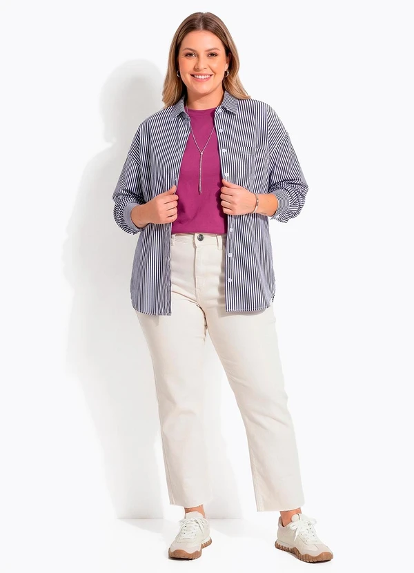 Quintess - Blusa Feminina em Malha 100% Algodão com Modelagem Soltinha Roxa 11