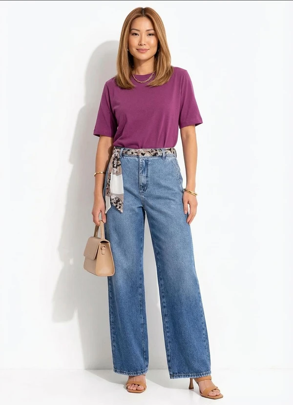 Quintess - Blusa Feminina em Malha 100% Algodão com Modelagem Soltinha Roxa 3