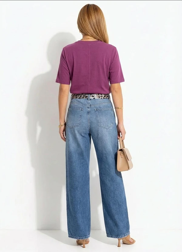 Quintess - Blusa Feminina em Malha 100% Algodão com Modelagem Soltinha Roxa 5