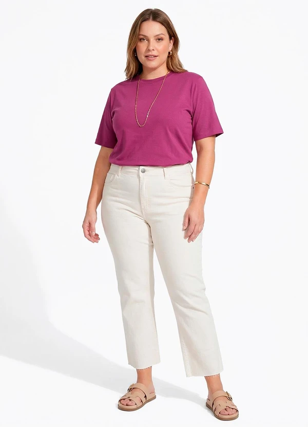 Quintess - Blusa Feminina em Malha 100% Algodão com Modelagem Soltinha Roxa 10