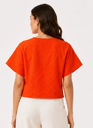 Infinita Cor - Blusa Feminina em Malha Cocai Laranja - INFINITA COR