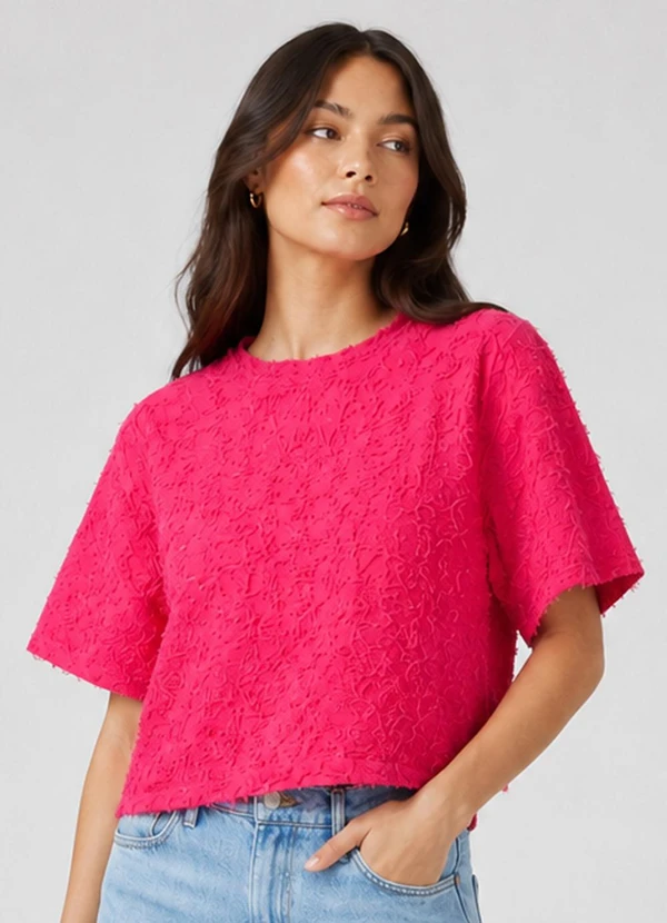 Infinita Cor - Blusa Feminina em Malha Cocai Rosa