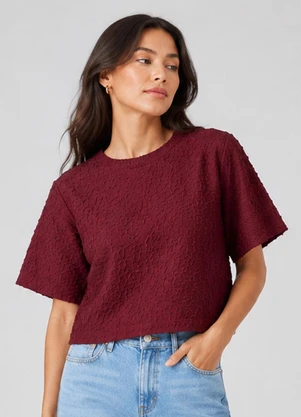 Infinita Cor - Blusa Feminina em Malha Cocai Vermelho - INFINITA COR
